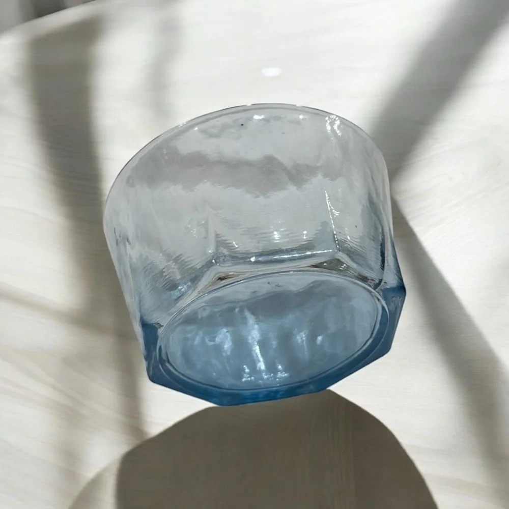 Octagonal Glass Trinket Dish Translucent Blue